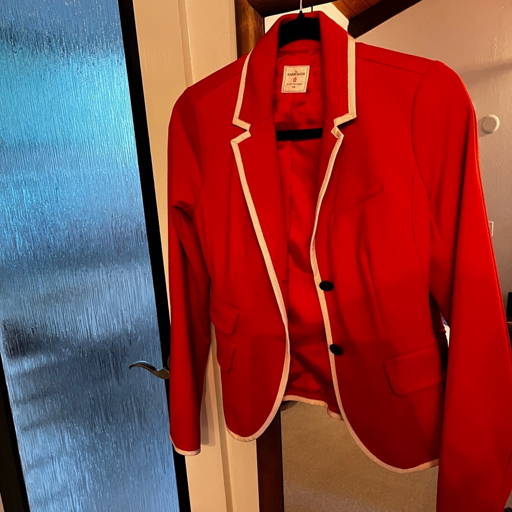 Bright red cropped blazer